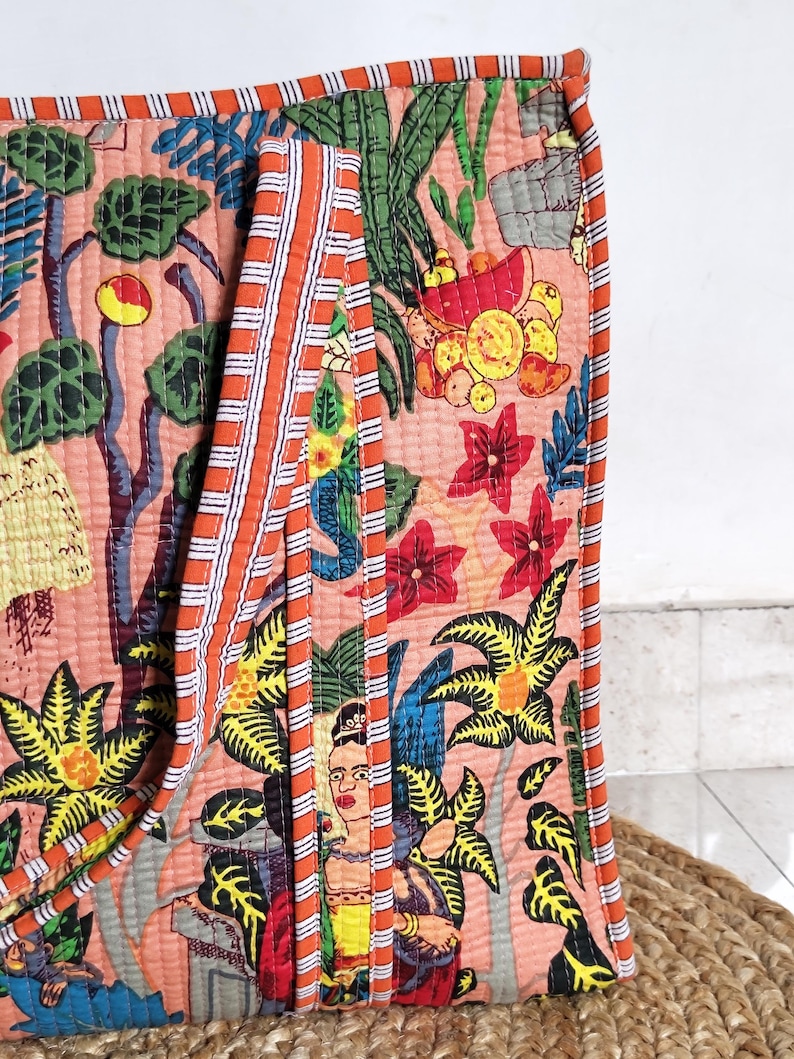 Frida Kahlo Inspired Cotton Quilted Bag