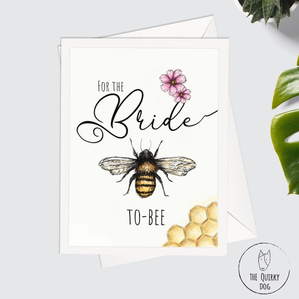 Bride to Bee Bridal Shower Card, Wedding Gift Cards, Watercolour Greeting Card A2
