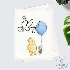 Winnie the Pooh New Baby Card: Oh Boy Congratulations Card