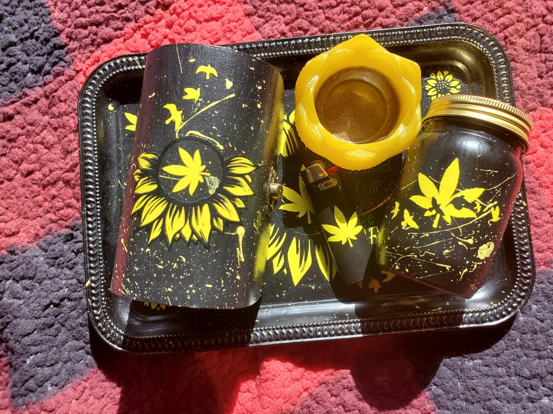 Sunflower Rolling Tray Set Etsy