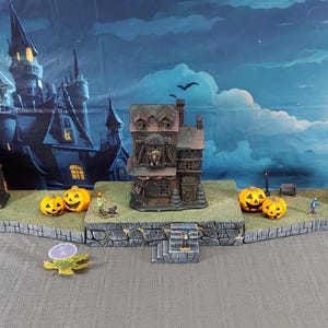 Halloween Village Display Platform Spooky town for Lemax / Department 56 / Dickens *** SET x 7 pieces *** 05B *Level Up with Minimalism*