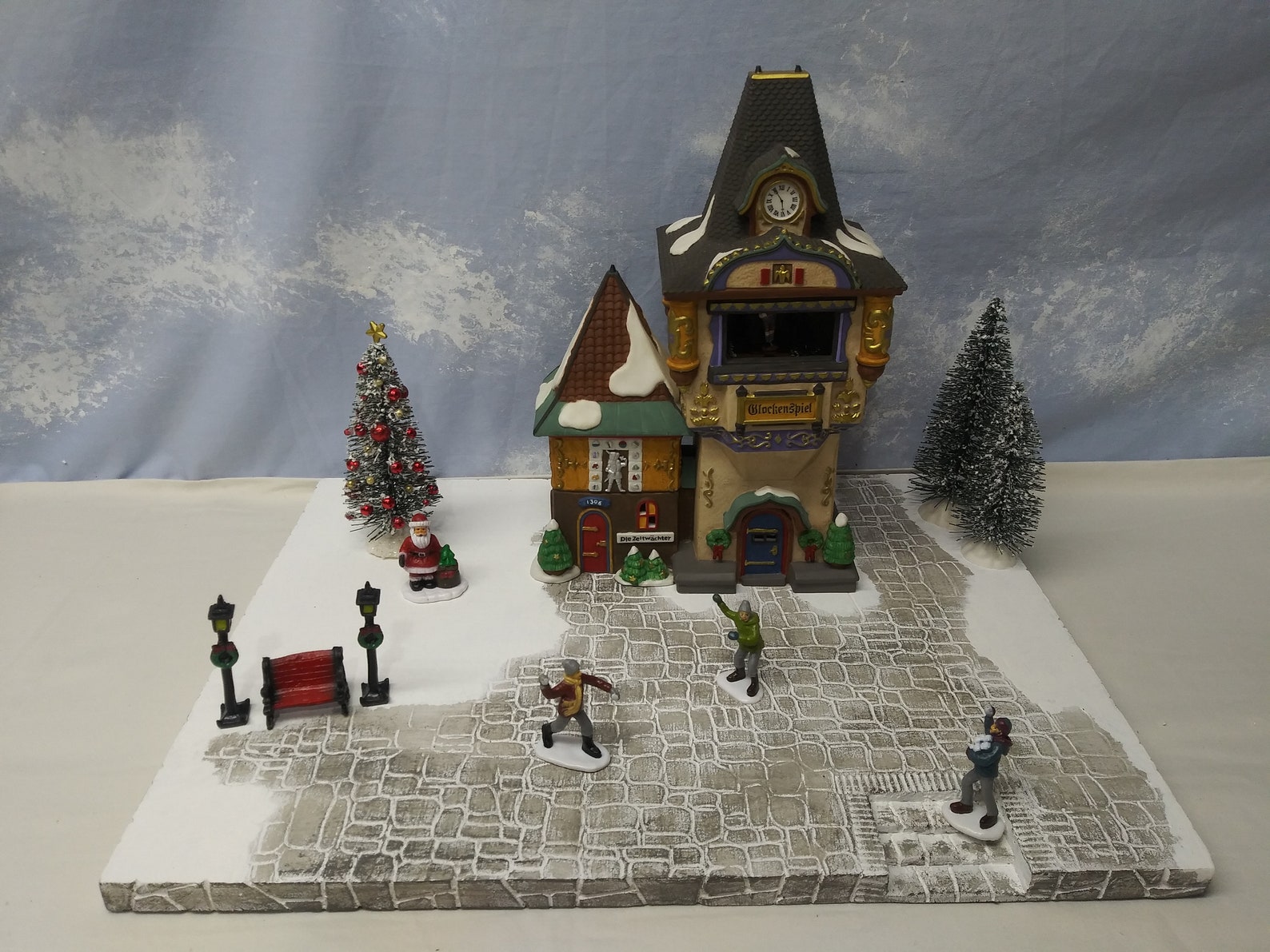 Christmas Village Display Platform Snowy Cobblestone Base with Etsy