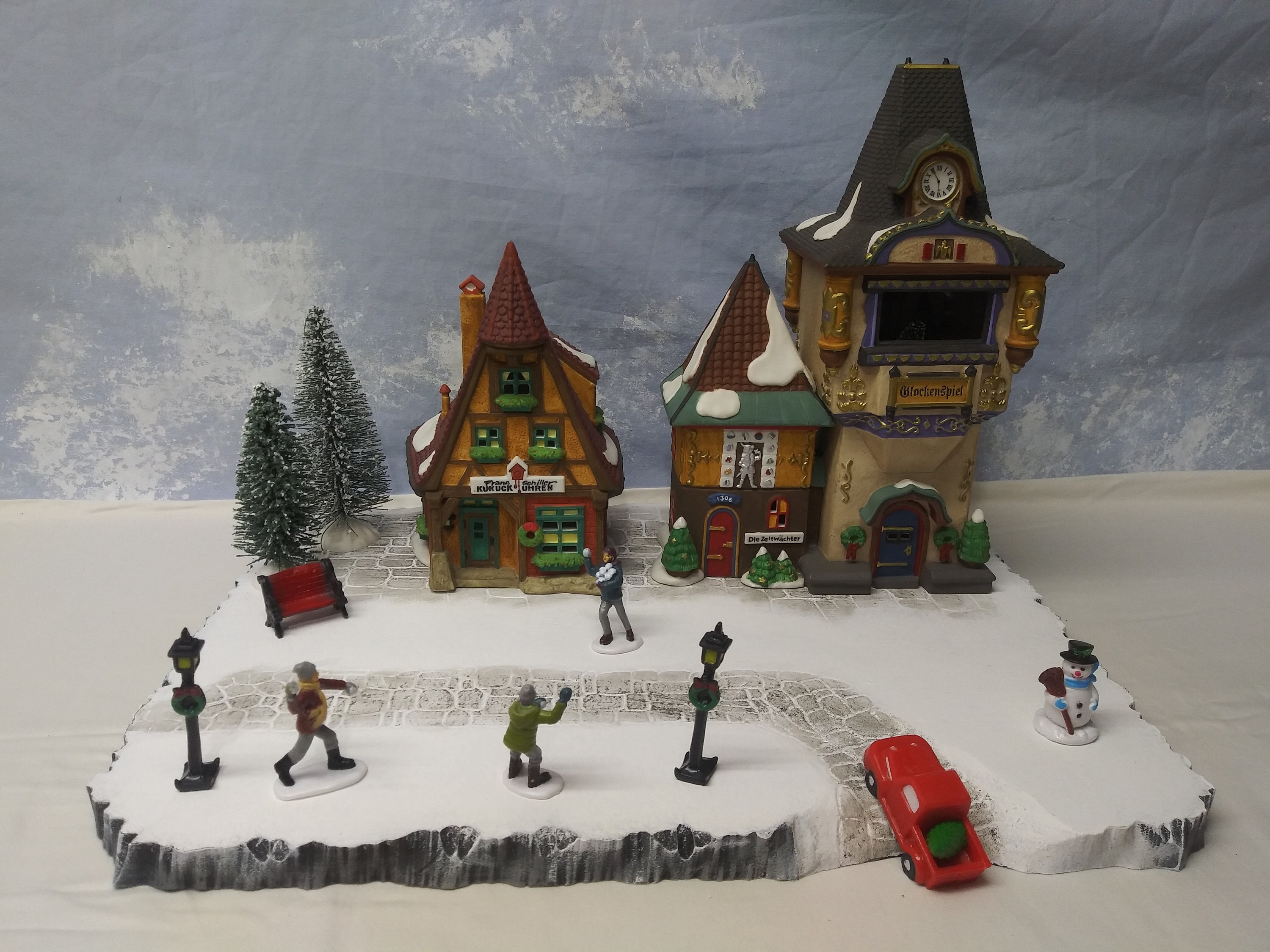 2022 Cobblestone Village Christmas Christmas Village Display Platform Snowy Base Cobblestone & Etsy