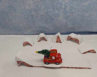 The Grinch-Inspired Stone Bridges & Stairway Set | Christmas Village Display