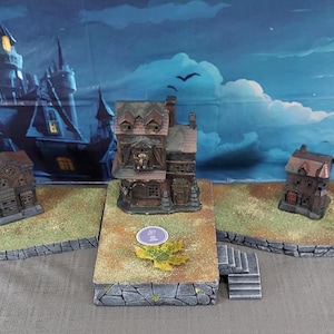 Halloween Village Display Platform Spooky town for Lemax / Department 56 / Dickens *** SET x 7 pieces *** 05A *Level Up with Minimalism*