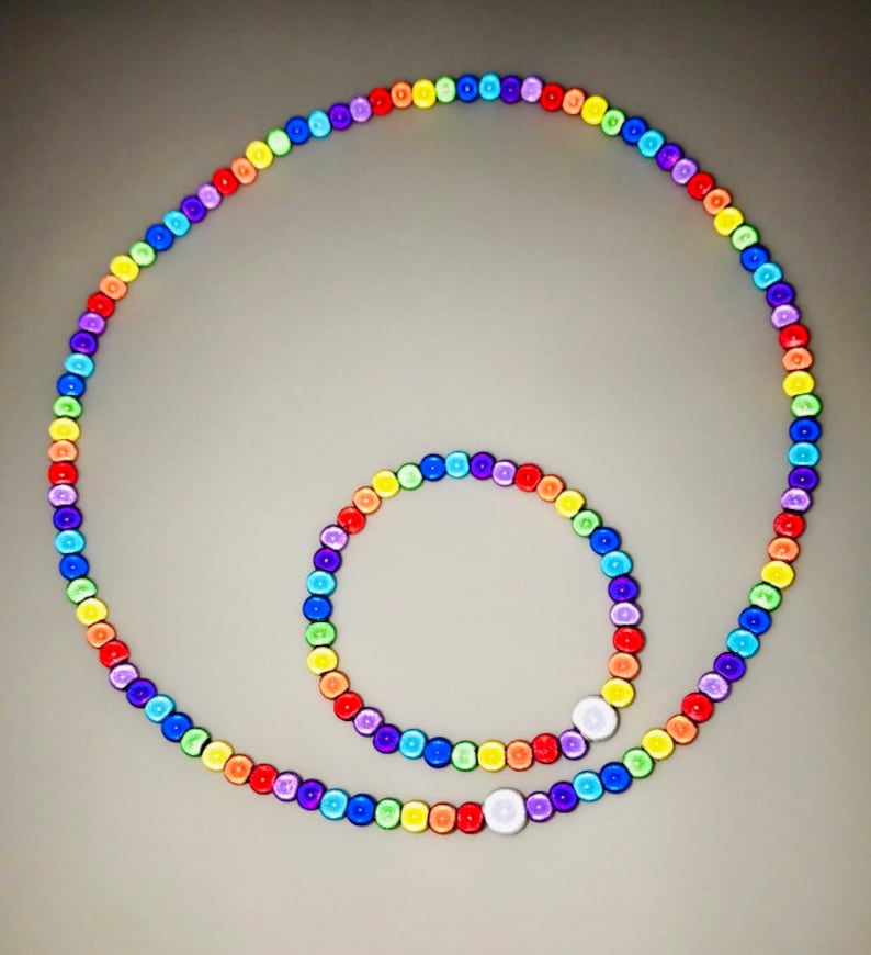 Childrens wear it with pride miracleglow bead rainbow necklace and bracelet set.