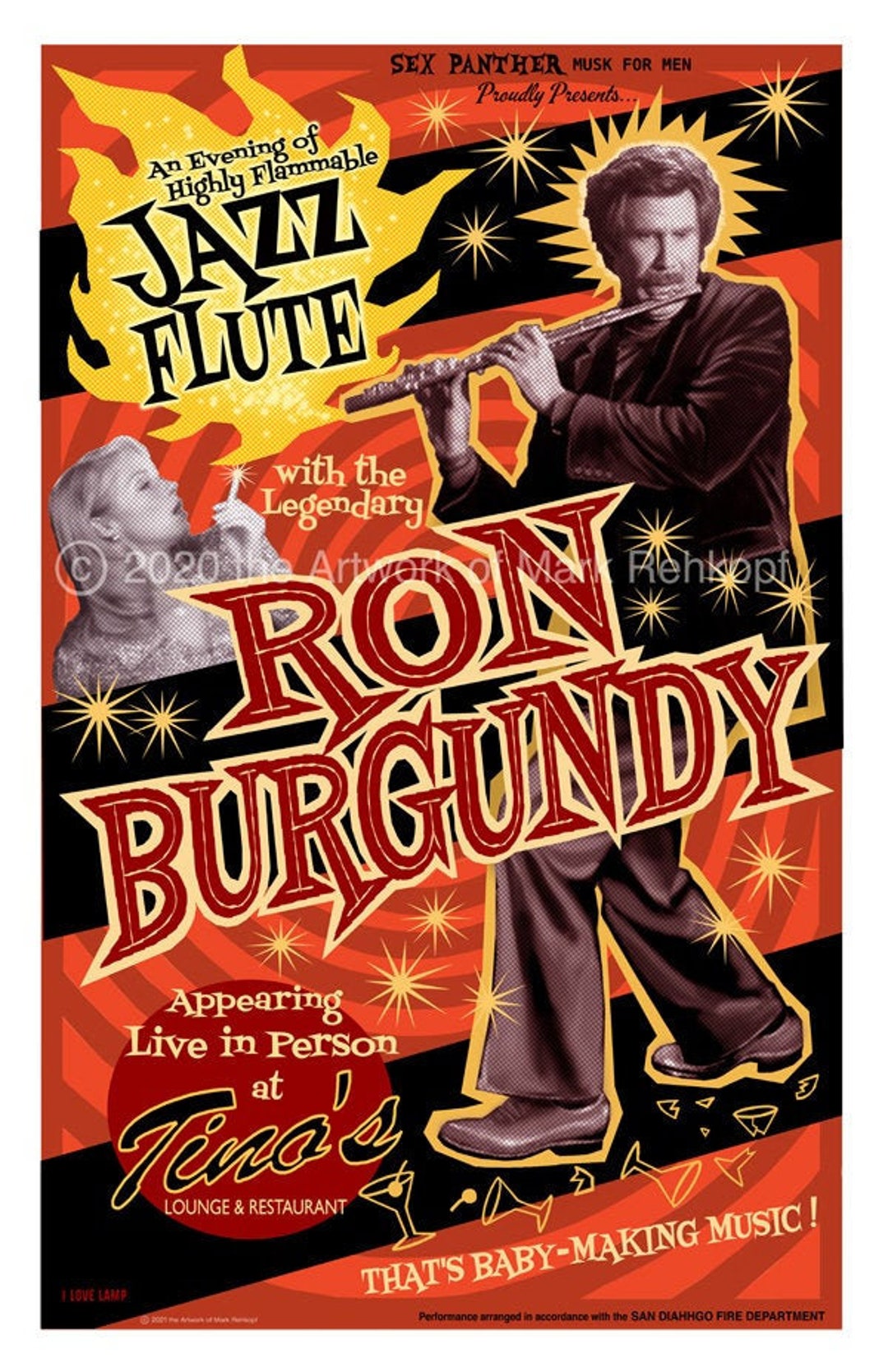 Ron Burgundy Jazz Flute Gig Poster Etsy Denmark