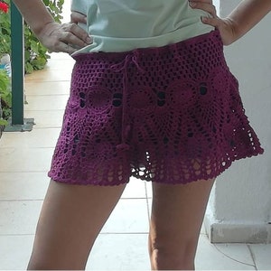 Falda de encaje de algodón tejida a mano a crochet, falda boho, falda de encaje boho a crochet, falda de playa de verano boho sexy a crochet moderna, festival hippie,