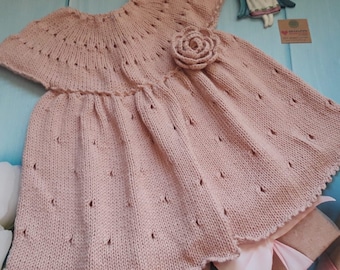 baby dress, hand knit baby dress, baby gift, knit for newborn, knitted baby outfit, baby crochet, baby girl dress,versatile 6 sizes