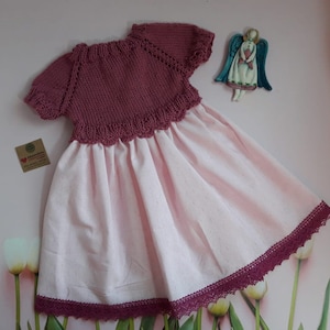 Pink COLOR Baby summer dress, baby knit fabric dress,hand knitted summer baby dress,baby girl dress, baby crochet fabric dress, best sellers