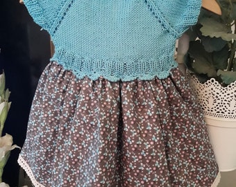 Blue COLOR Baby summer dress, baby knit fabric dress,hand knitted summer baby dress,baby girl dress, baby crochet fabric dress, best sellers