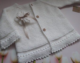 Hand Knitted Baby Cardigan, hand knit baby jacket, baby gift, Hand Made Baby Sweater, Unisex Baby Jacket, baby girl jacket