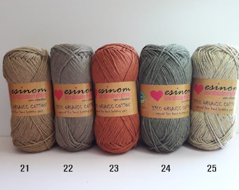 14 pc organic cotton Yarn,100 gr-200 mt,organic cotton knitting yarn,natural cotton yarn,knitting yarn,organic baby yarn,amigurumi toys yarn