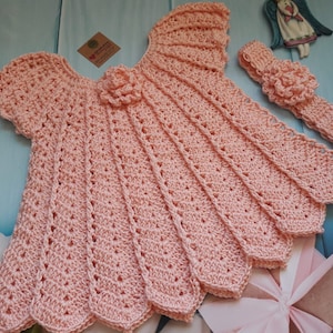 baby dress, hand knit baby dress, baby gift, knit for newborn, knitted baby outfit, baby crochet, baby girl dress,versatile 6 sizes