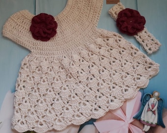 baby dress, hand knit baby dress, baby gift, knit for newborn, knitted baby outfit, baby crochet, baby girl dress,versatile 6 sizes