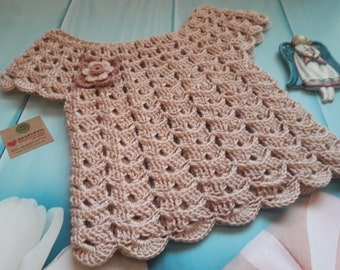 baby dress, hand knit baby dress, baby gift, knit for newborn, knitted baby outfit, baby crochet, baby girl dress,versatile 6 sizes