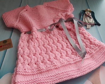 baby dress, hand knit baby dress, baby gift, knit for newborn, knitted baby outfit, baby crochet, baby girl dress,versatile 6 sizes