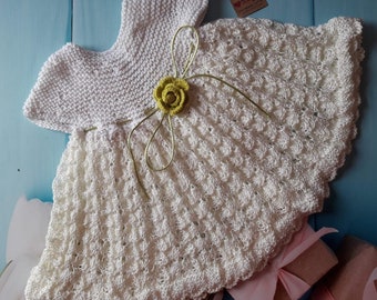 Vestido de bautizo tejido a mano para bebé niña, Vestido de punto para niña pequeña, Vestido de bautizo de encaje, Vestido de bautizo para bebé niña, superventas