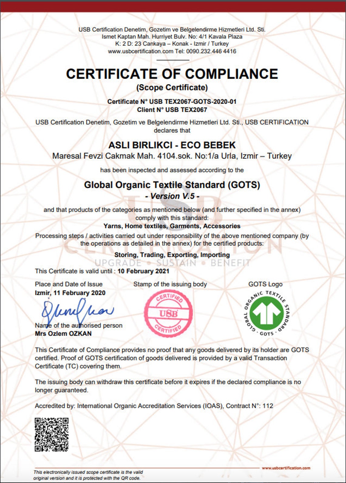 100 Organic Cotton Yarngots Certificate Nousb Etsy Australia