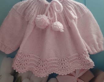 baby dress, hand knit baby dress, baby gift, knit for newborn, knitted baby outfit, baby crochet, baby girl dress,versatile 6 sizes