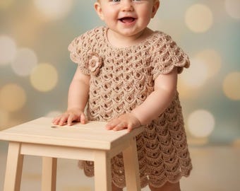 baby dress, hand knit baby dress, baby gift, knit for newborn, knitted baby outfit, baby crochet, baby girl dress,versatile 6 sizes