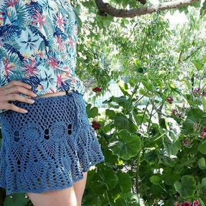Falda de encaje de algodón tejida a mano a crochet, falda boho, falda de encaje boho a crochet, falda de playa de verano boho sexy a crochet moderna, festival hippie,