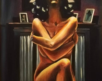 Original painting of the Naked Woman, original painting, oil on canvas, modern art, Christmas gift idea, living room and office furniture, gift for him