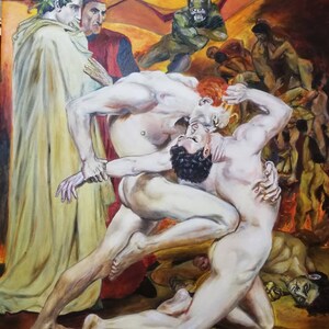 Painting copy by author Dante and Virgil in hell, famous and prestigious art, classic masterpieces, paintings by Zaskotska Oksana, décor walls