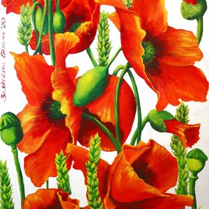 Painting flowers Poppies, wild flowers, Contemporary art, Oil painting, unique original painting