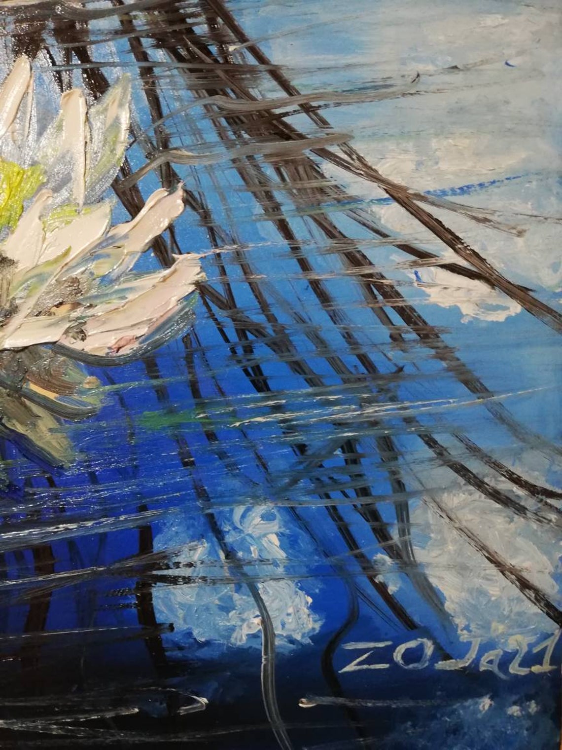 Wasserlilie Malerei auf dem Teich in Ölfarben gemalt moderne Etsy.de