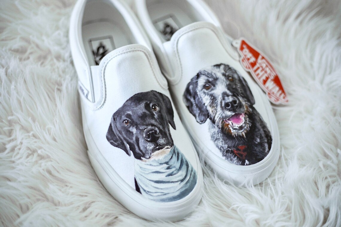 Handpainted Custom Pet Portrait Vans two Pets Etsy