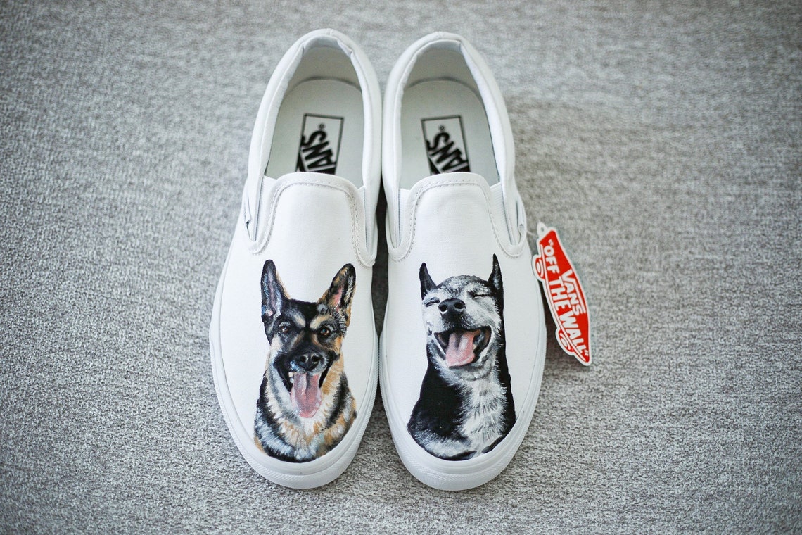 Handpainted Custom Pet Portrait Vans two Pets Etsy
