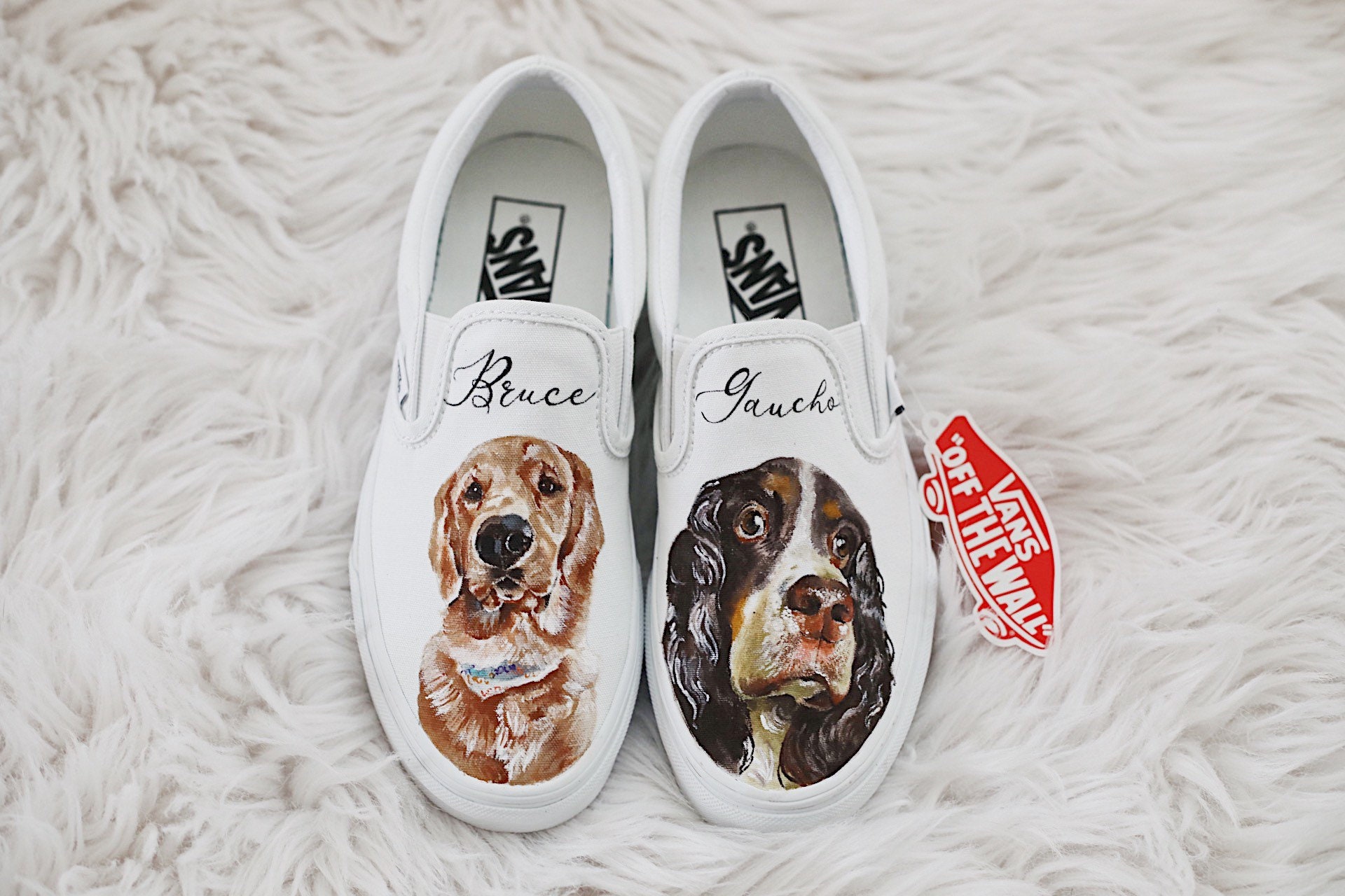 Handpainted Custom Pet Portrait Vans two pets Etsy