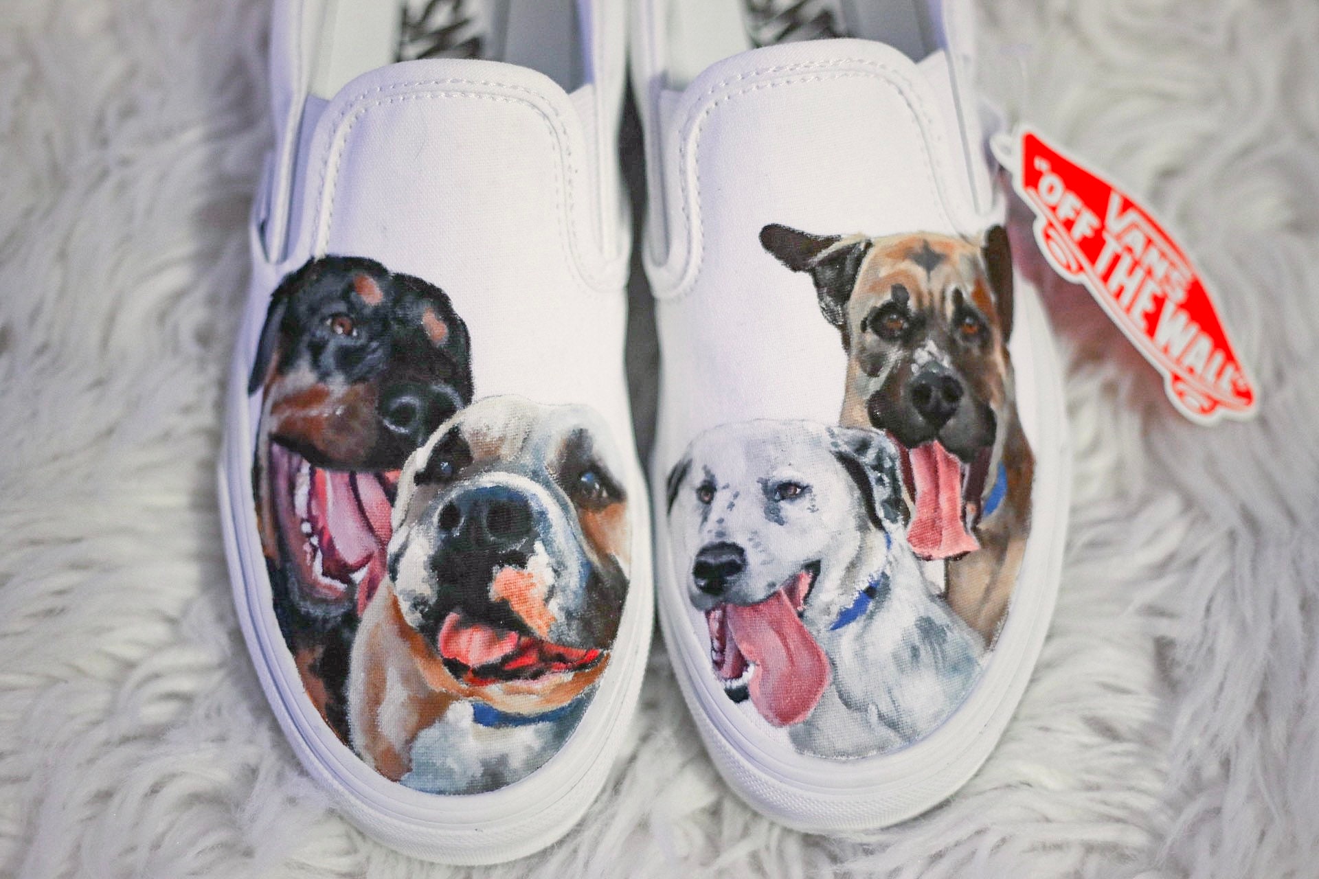 Four Pets Handpainted Custom Pet Portrait Vans Etsy