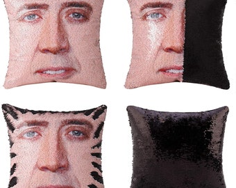 nicholas cage pillow sequin