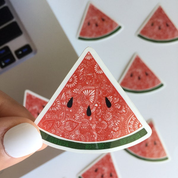 Watermelon zentangle stickers - watermelon sticker - waterproof sticker -vinyl sticker -zentangle sticker