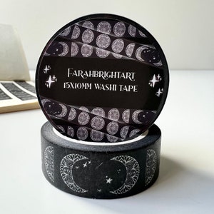Mandala moon phases 10mm washi tape