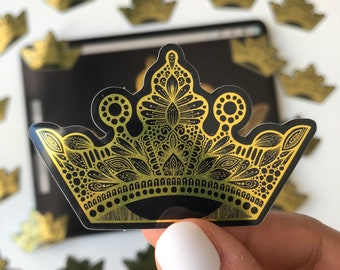 Zentangle Golden crown waterproof sticker