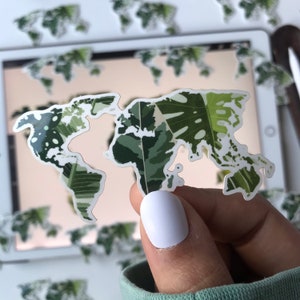 Plant world map waterproof sticker- world map stickers