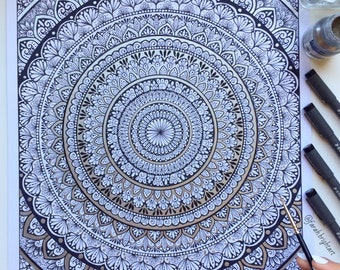 Hand drawing mandala- original artwork-wall decor-mandala art