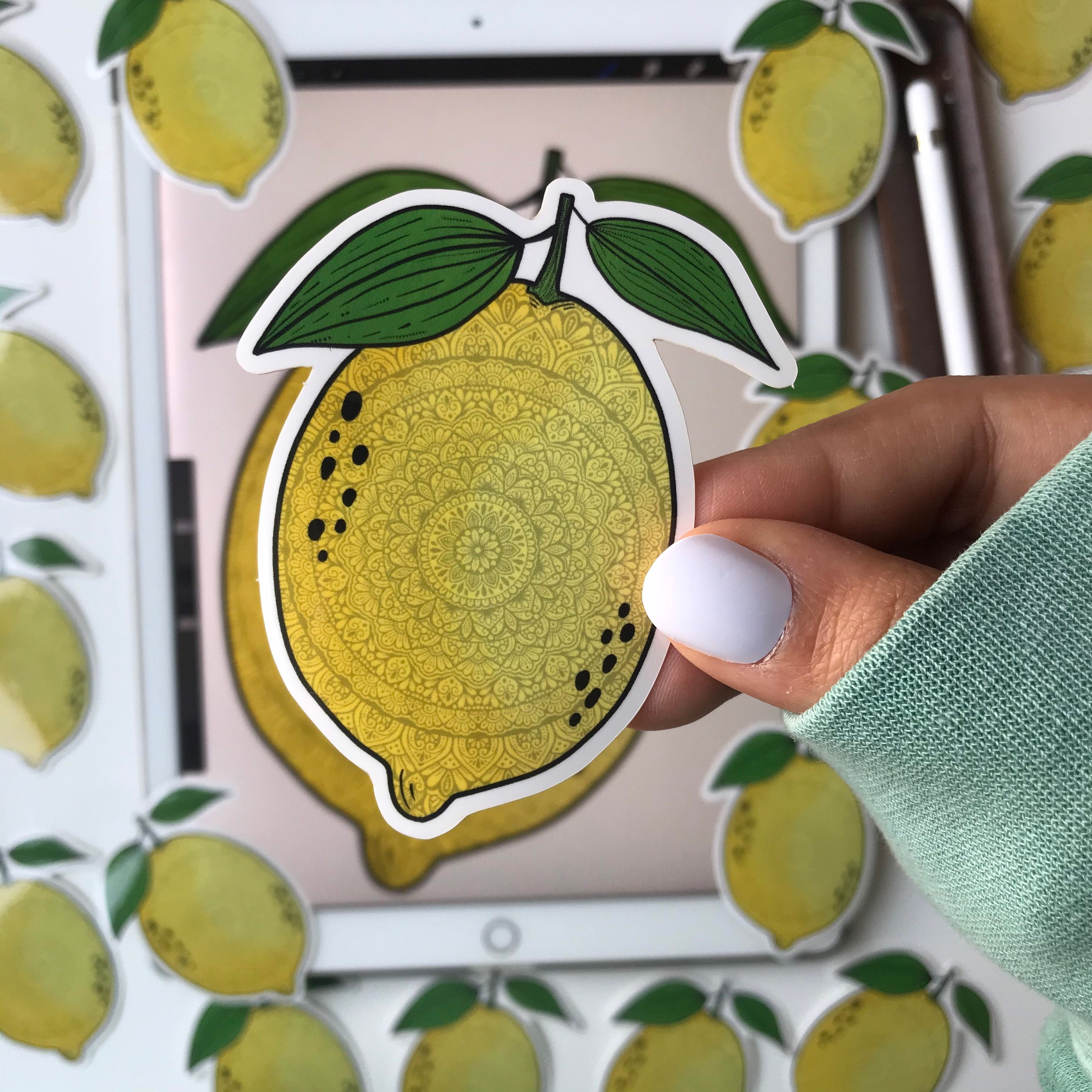 Mandala Lemon Wasserfest Aufkleber Zitronen Sticker | Etsy