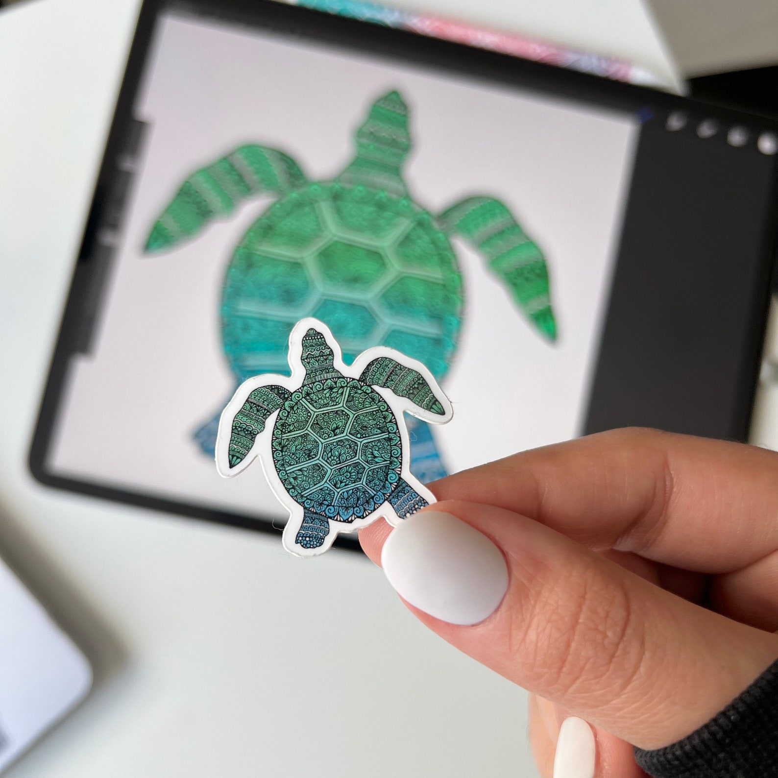 Zentangle Mini Turtle Sticker - Waterproof Sticker - Etsy