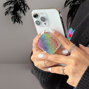 rainbow mandala magnetic phone grip image 2