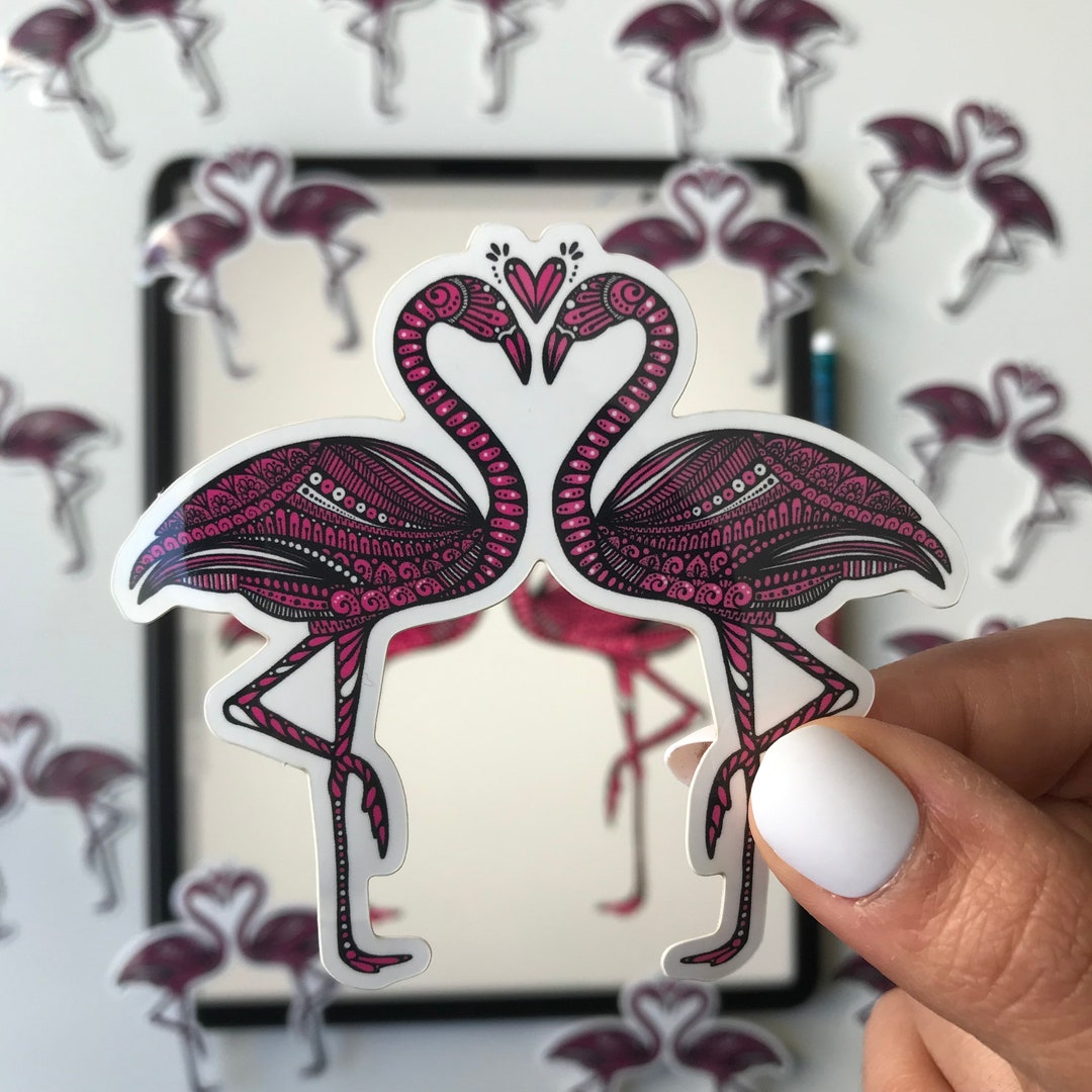 Zentangle Flamingo Sticker – Waterproof Vinyl Decal - Etsy