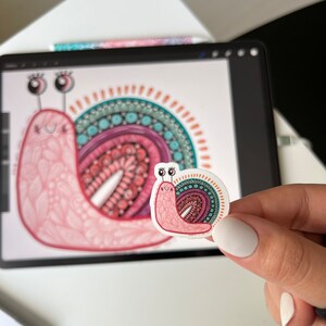 Mini Snail Zentangle Sticker - Waterproof Vinyl Decal - Etsy