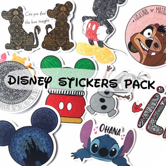 Disney Character Stickers Pack Waterproof Stickers Disney Etsy