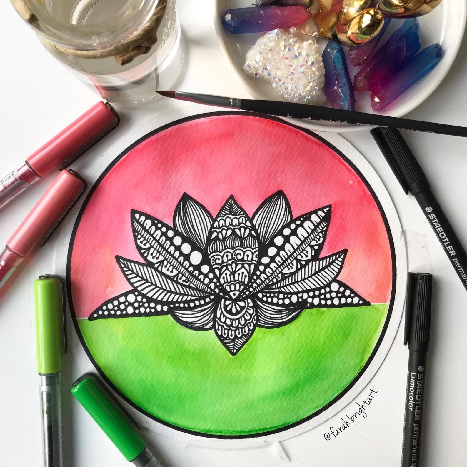 Zentangle Lotus Original Artwork Hand Drawing Lotus Lover Etsy