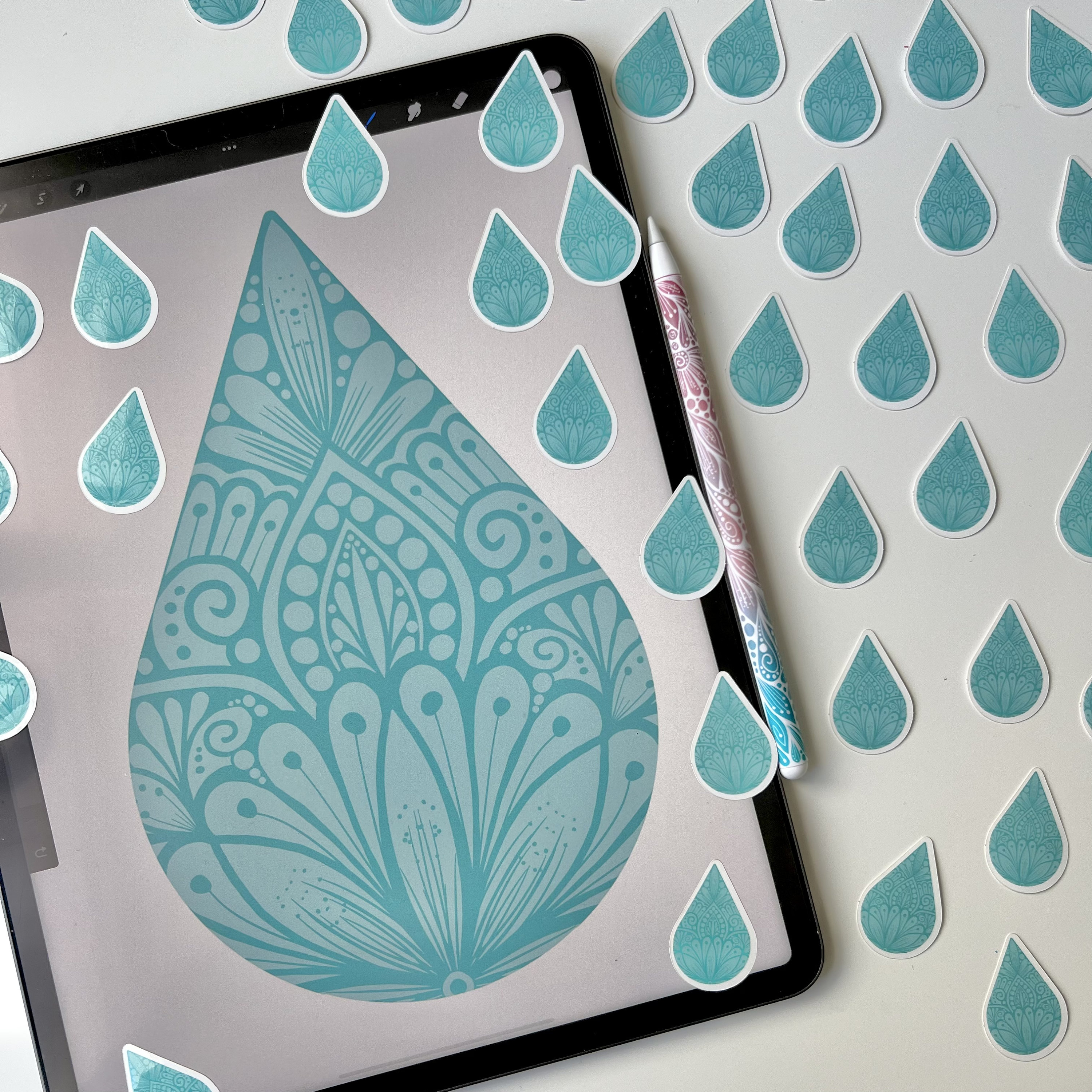 Mandala Water Drop Sticker - Waterproof Sticker - Etsy