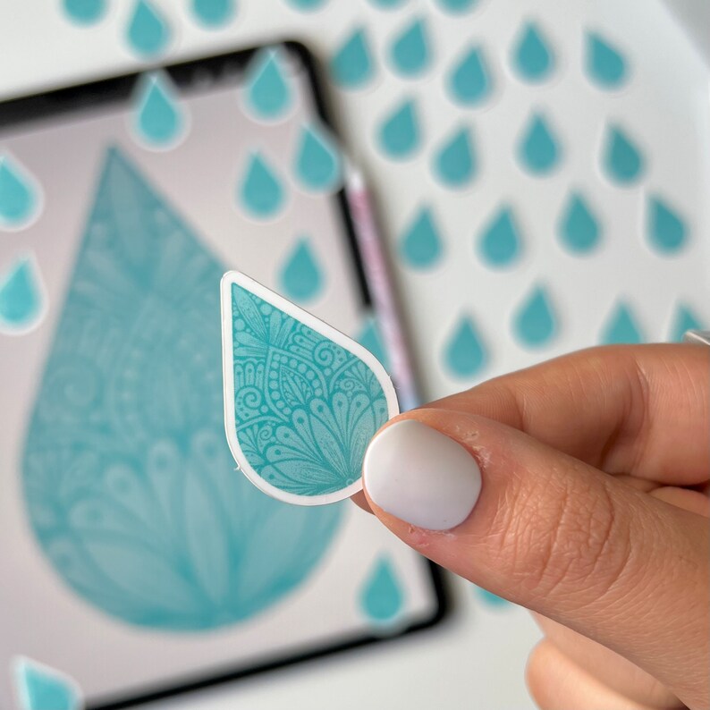 Mandala Water Drop Sticker - Waterproof Sticker - Etsy