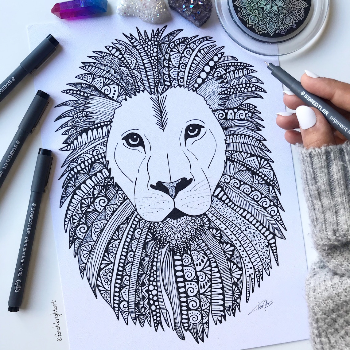 Zentangle Lion Print Zentangle Lion Art Print Wall Decor - Etsy